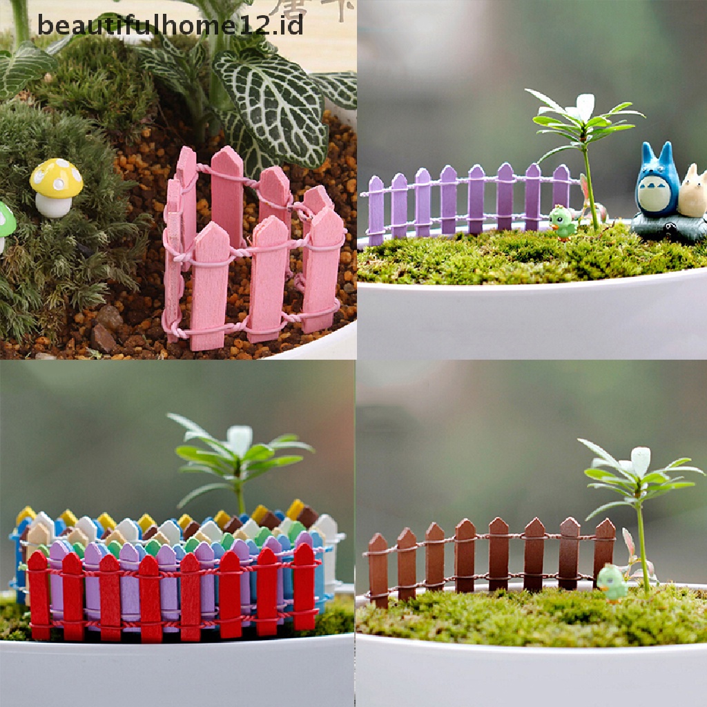 【beautifulhome12.id】 Wood Fence Palisade Miniature Fairy Garden Home Houses Decoration Mini Craft Micro Landscaping Decor DIY Accessories .