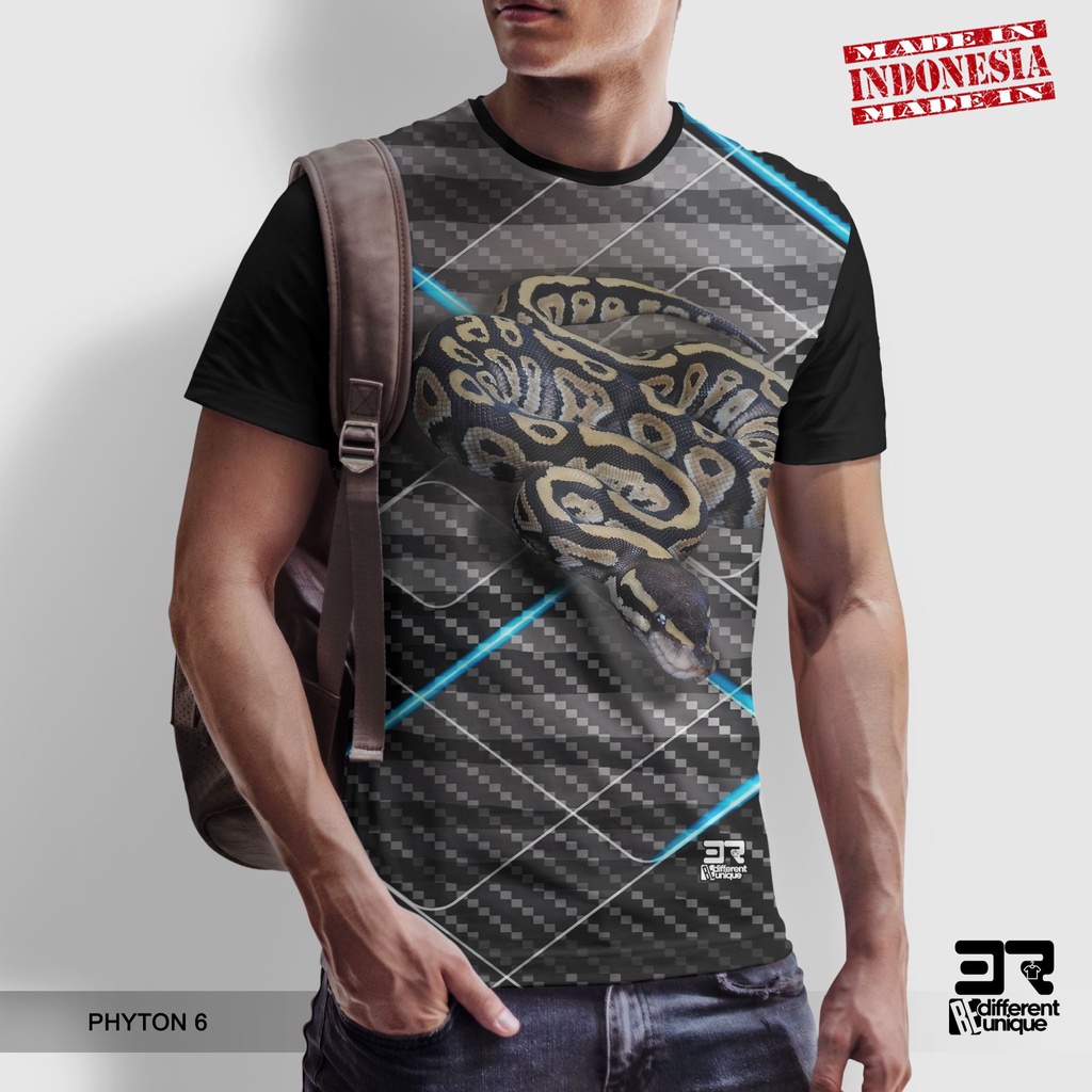 [ COD ] KAOS PRINTING GAMBAR ULAR PYTHON 6 BALLPYTHON  - BAJU DISTRO ORIGINAL MOTIF SNAKE PITON RETI