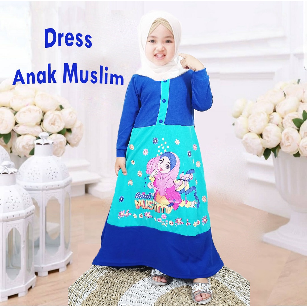 DRESS ANAK MUSLIM CANTIK SYARI SOLEHA GAMIS MURAH PEREMPUAN Usia 2-13 tahun CARLINA