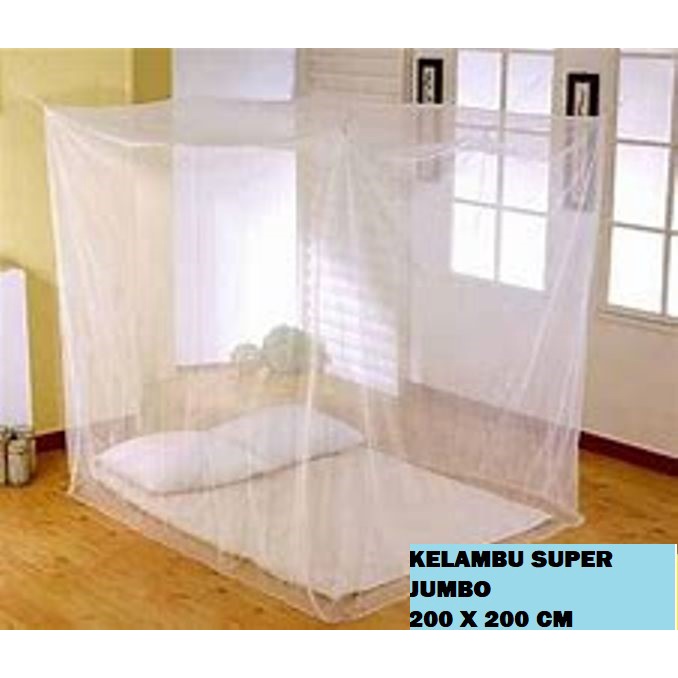 Kelambu Kotak Polos / Kelambu Nyamuk / Kelambu Kamar Tidur / Kelambu Gantung Super Jumbo 200 x 200 cm