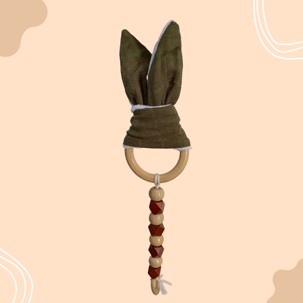Teether kayu wooden rattle lucu
