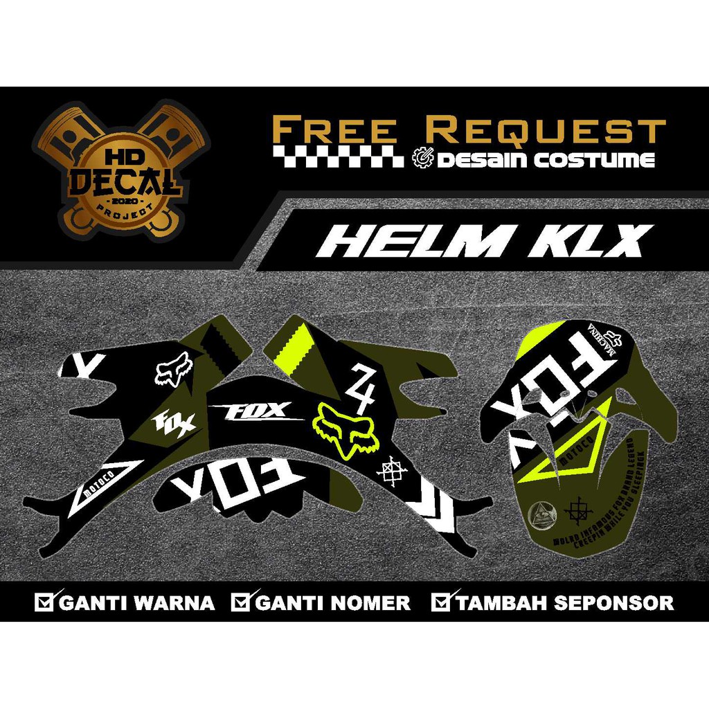 Decal helm klx 150 - Wraping helmet - sticker helm klx - kyt - gm - snail - cargloss 03
