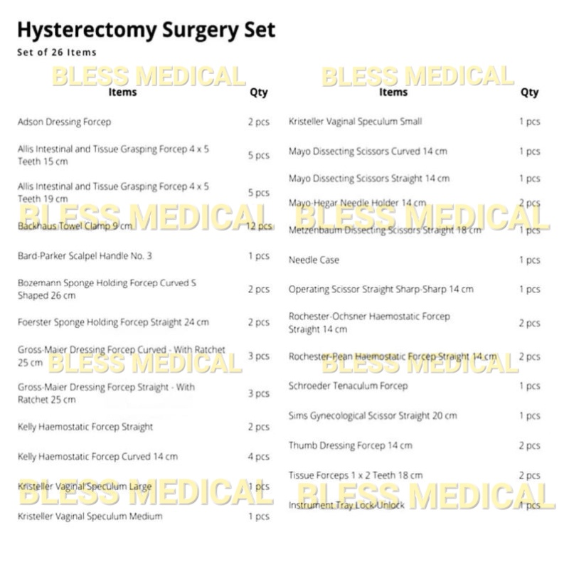 Hysterectomy Surgery Set of 26 Items/Histeretomi Set/Histerectomy Set