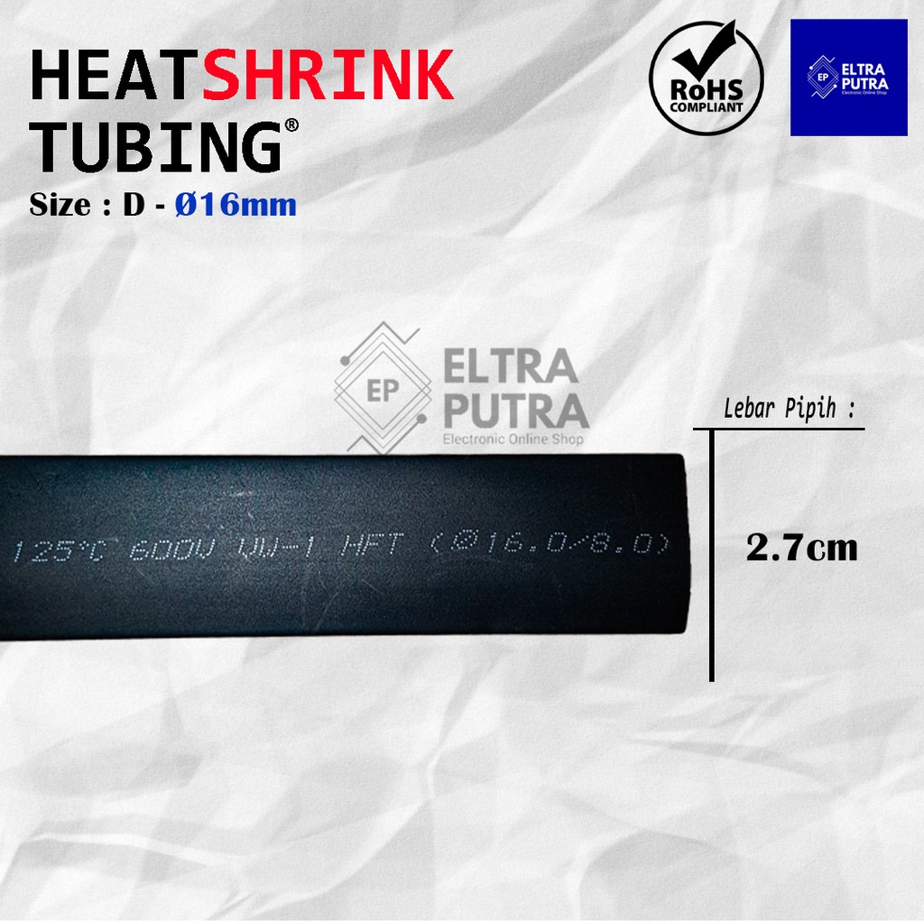 HEATSHRINK 16mm Warna Warni LENGKAP Ecer, Selongsong Selang Bakar ISOLASI BAKAR (1 Meter)