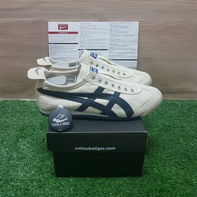 onitsuka tiger slip on cream navy
