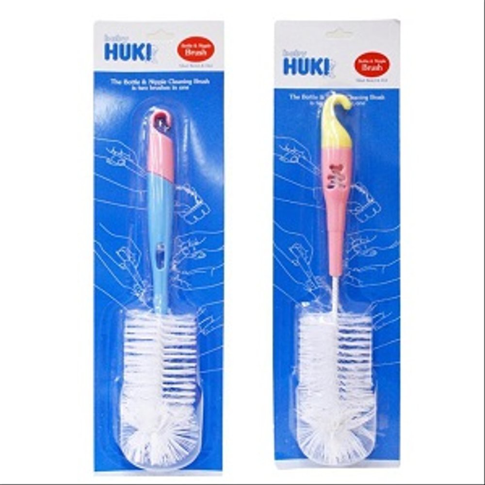 Sikat Botol PIGEON HUKI 2in1 Bottle &amp; Nipple Brush Basic Sikat Botol Susu Bayi