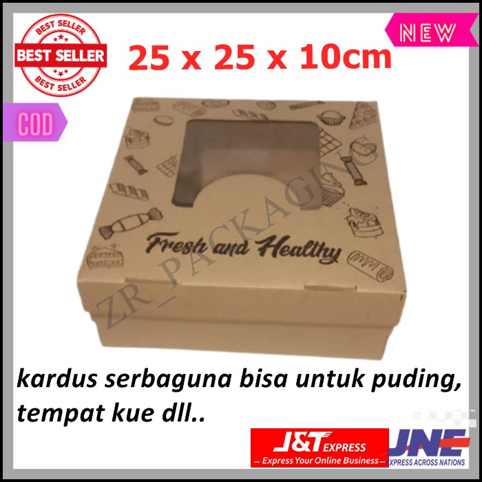 Kardus puding 25x25x10/kotak cake tart/kotak kue/box pudding/box kue/Kardus packaging/kotak kemasan/