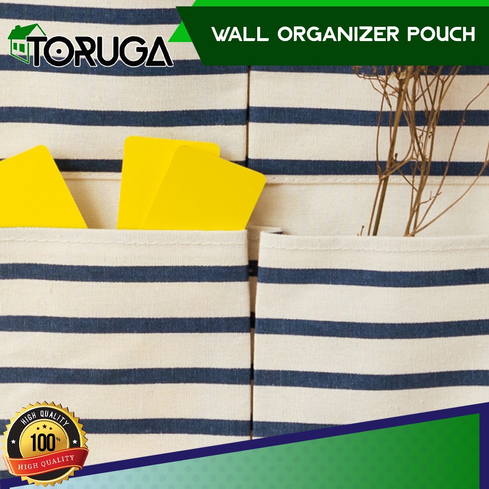 Wall Organizer Tempat Remote Kosmetik Dinding Pouch Gantung 6 Sekat Serbaguna
