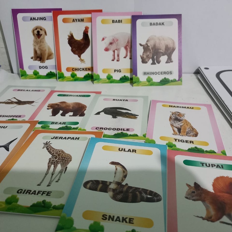 Flashcard Huruf Angka Hijaiyah Binatang Buah Sayuran Transportasi - Flash Card Media Edukasi Anak - Kartu Pintar Anak