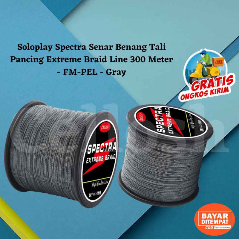 Soloplay Spectra Senar Benang Tali Pancing Extreme Braid Line 300 Meter - FM-PEL - Gray