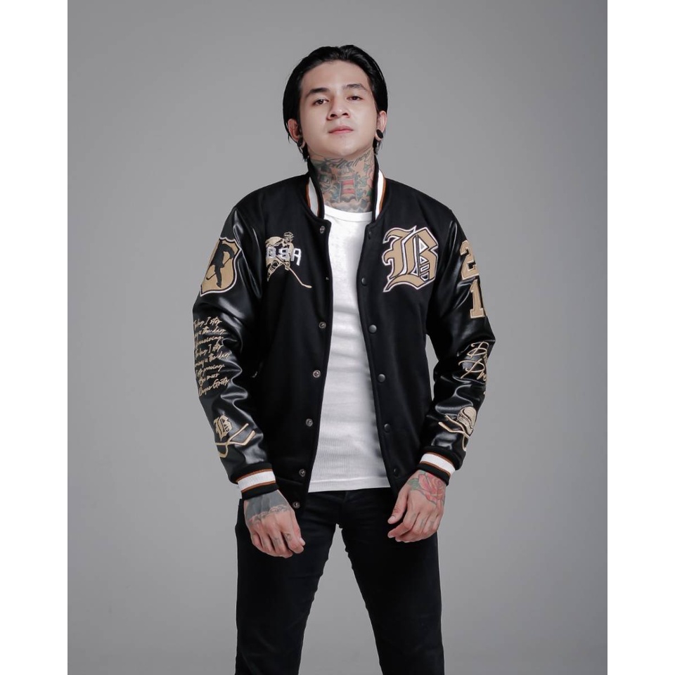 Varsity Jacket HITAM PEKAT Jaket Varsity Pria Premium HITAM full bordir Nascar Varsity Baseball Jacket Vintage Jaket varsiti Jaket varsity baseball