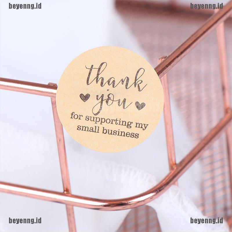 500pcs / roll Stiker Kertas Bulat Tulisan Thank You Handmade