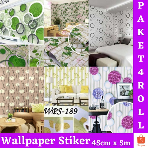 PROMO NEW WALLPAPER STIKER DINIDNG PAKET 4 ROLL!! ( BUY 3 GET 1 FREE ) WALLPAPER STICKER DINDING GH PREMIUM QUALITY 45cm x 5m MOTIF BEST SELLER