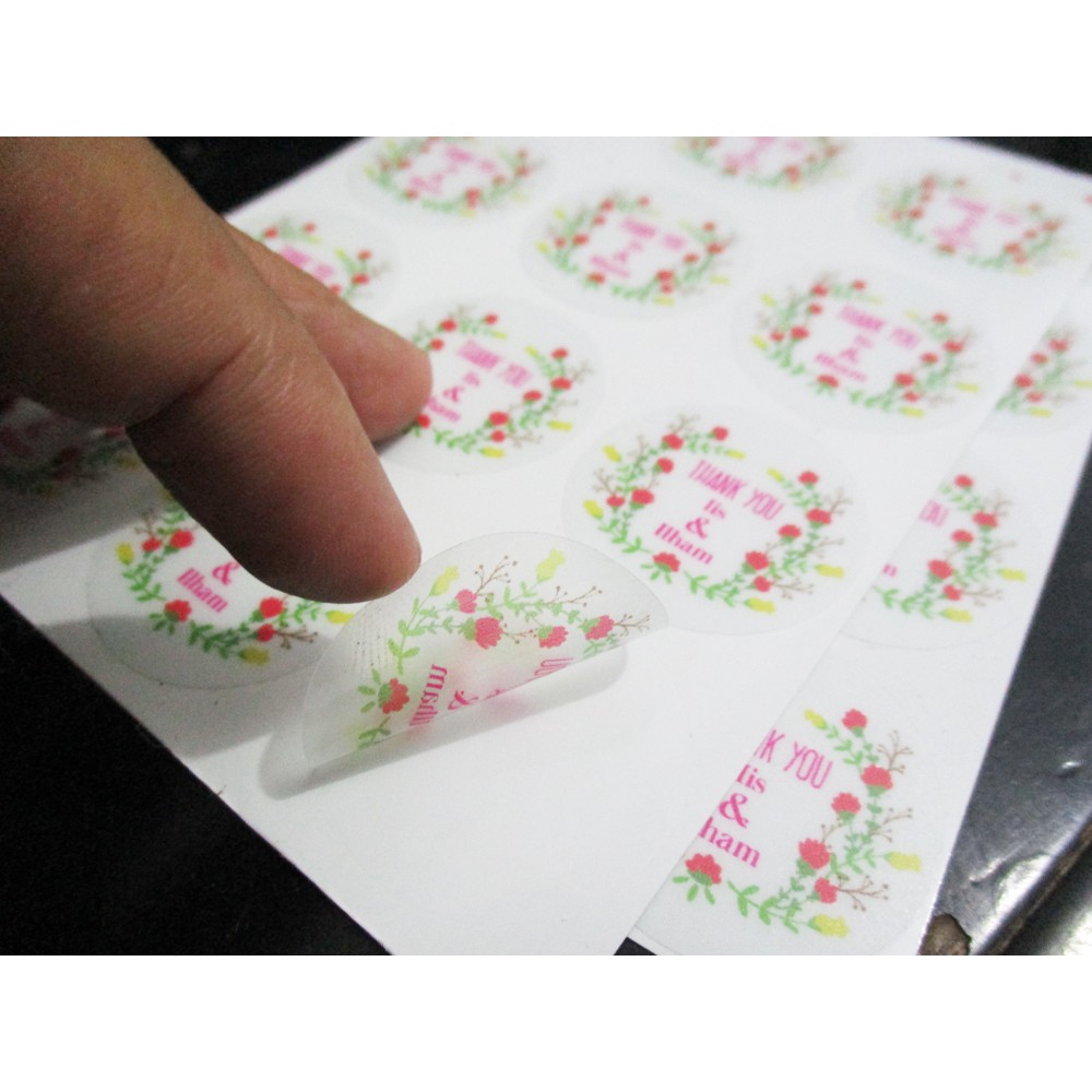 

Cetak Sticker Bahan Transparan Permeter + cutting