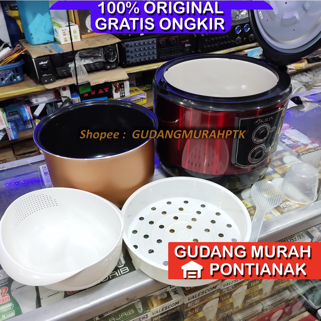 Rice Cooker Kirin / Magic Com Ceramic 2 Liter KRC-390 RD RED 2 Liter 2L ricecooker penanak nasi