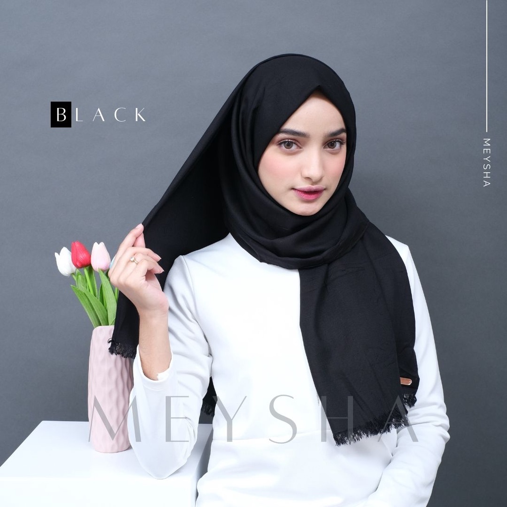 Pashmina Dubai Hitam Premium | Pashmina Basic Cotton | Pashmina Katun-2