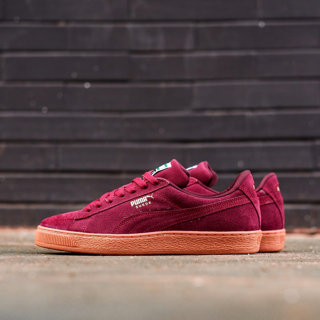 SEPATU PRIA CASUAL PUMA CLASSIC SUEDE BURGUNDY GUM OLAHRAGA SNEAKERS ALAS KAKI MURAH ORIGINAL