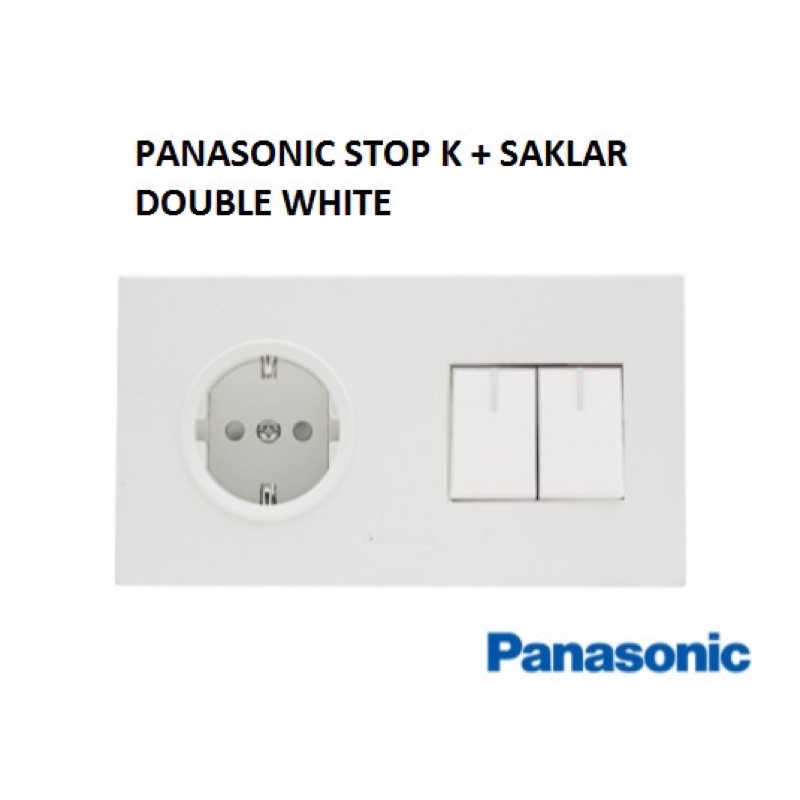 Panasonic Stop Kontak WESJP11212 + Saklar Double WESJ5931 Style E Minimalis Putih