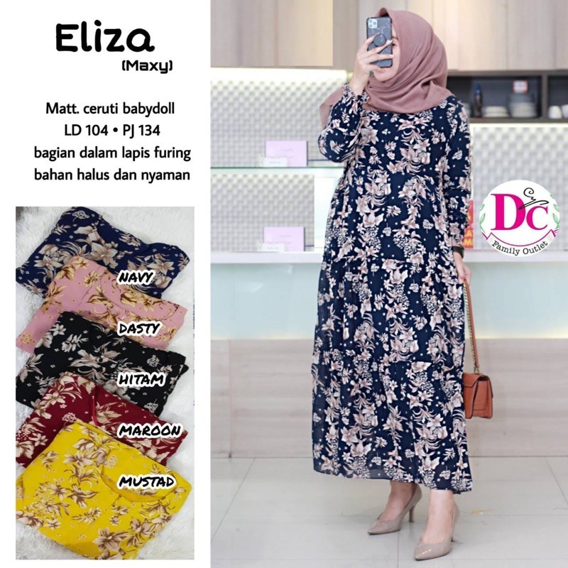 CUSTORE - MEWAH ELIZA MAXY BY DC / MAXI DRESS RAYON / LONG SET WANITA MOTIF BUNGA / GAMIS PREMIUM