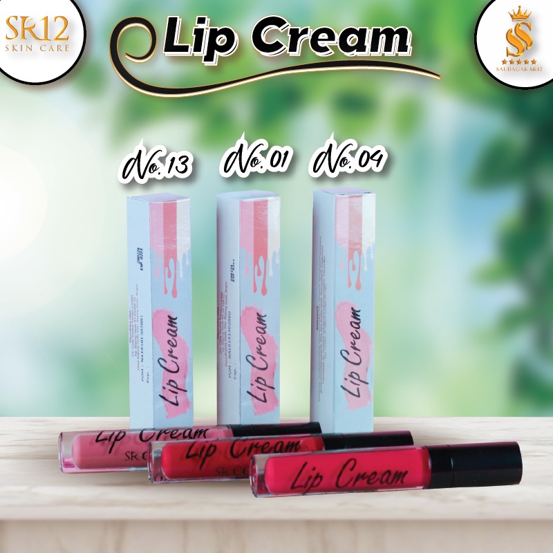 Lip Cream SR12 - Lipstik Tahan Lama &amp; Air / Lip Theraphy Bebas Paraben / Ringan Di Bibir Hasil Warna Yang Lebih Pekat