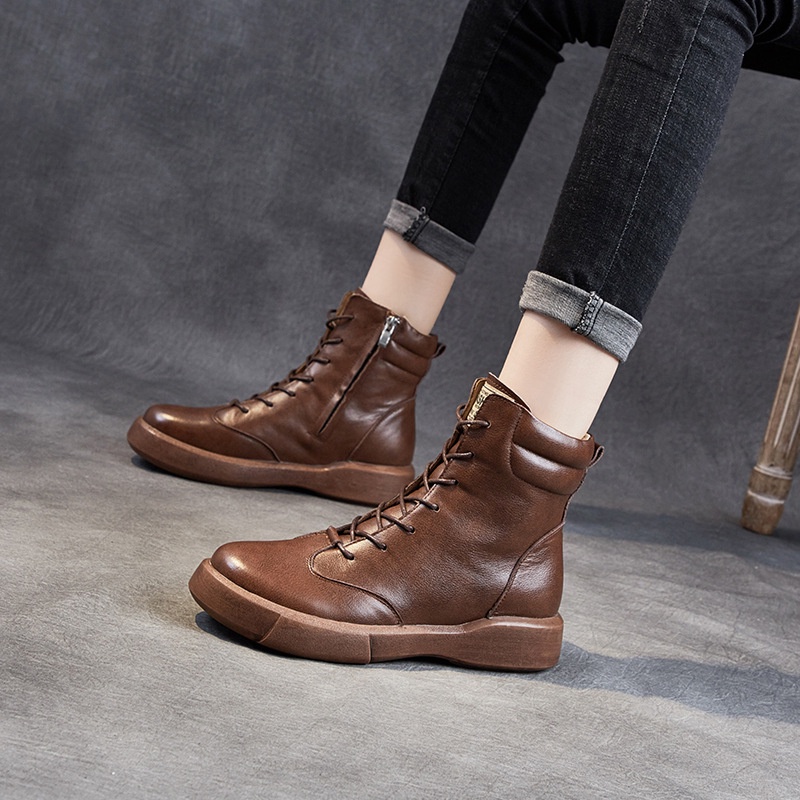 Martin Boot Cewek Wanita Plus Ukuran Martin Boots Wanita Pertama Lapisan Kulit Sapi 2021     Pendek 