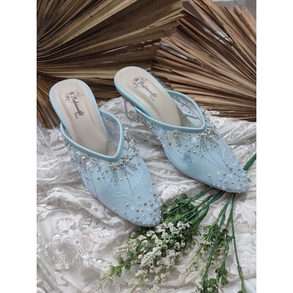 sepatu wanita rullye babyblue 7cm kaca