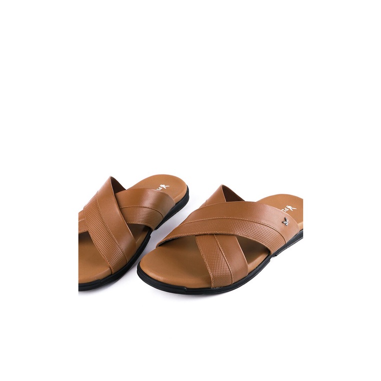 SANDAL SLIDE KULIT PLAYBOY PRIA ORIGINAL CASUAL BRANDED COKLAT PL30