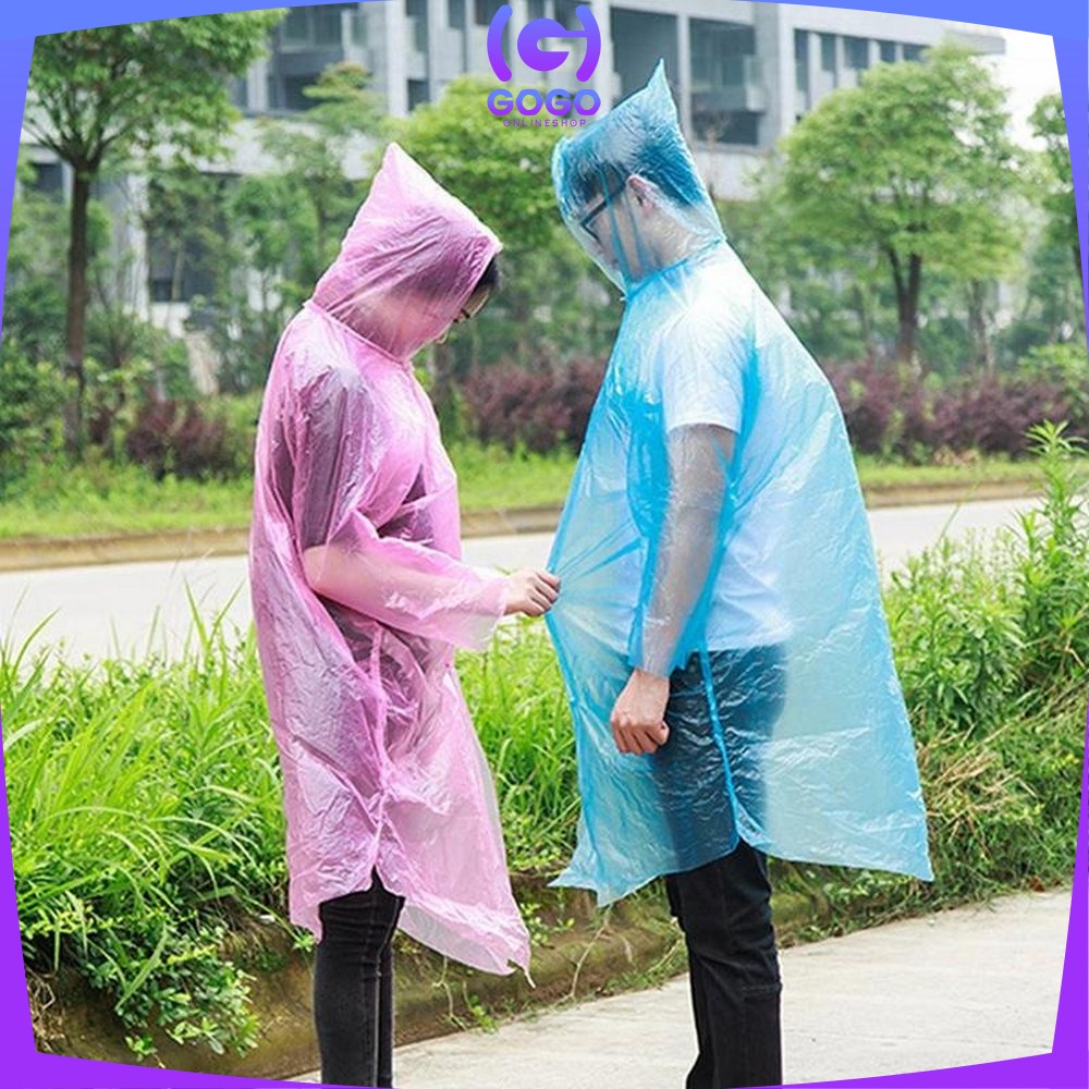 GOGO-C174 Jas Hujan Plastik Murah Sekali Pakai Disposable Raincoat Mantel Hujan Kantong Kresek