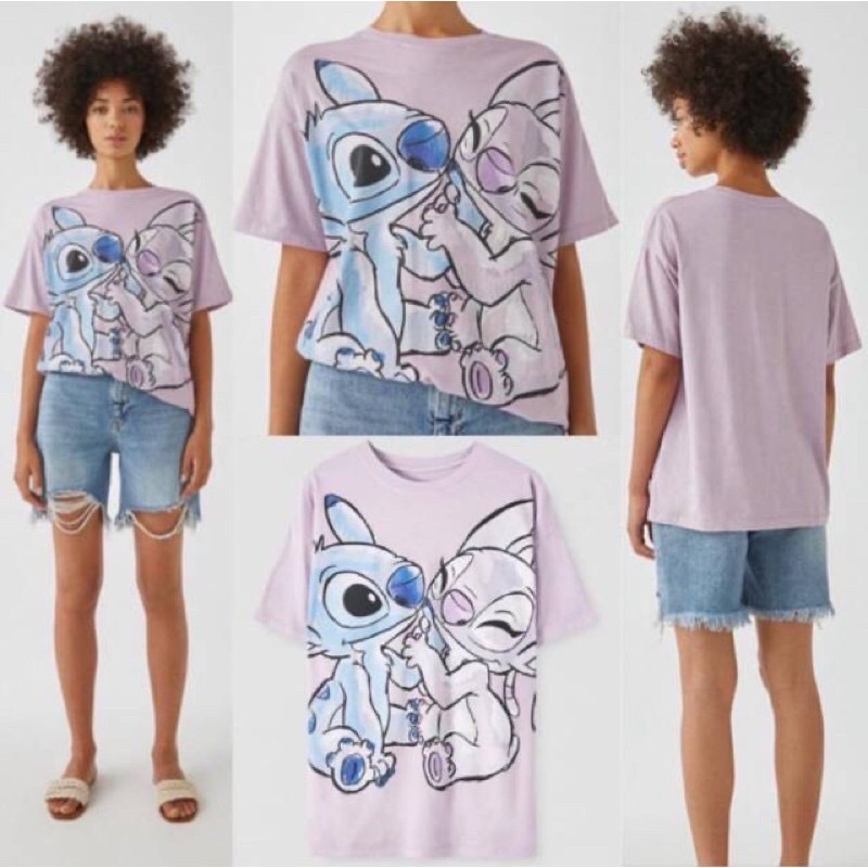 kaos pull&bear t-shirt pullandbear mulan branded stitch lilac the smurf dalmations dog mandalorian j