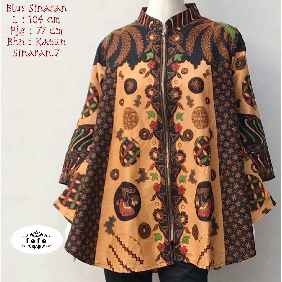 BAJU BATIK WANITA MODEL BLUS TRENDY MASA KINI BLUS SINARAN BAHAN KATUN 5 MOTIF