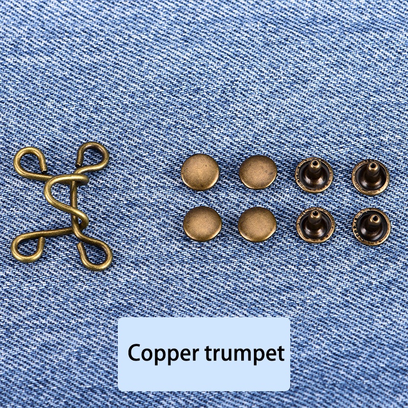 Kancing Jeans Logam Simple Adjustable Kancing Pengait Celana Panjang Jeans Denim Desain Bunga Daisy Warna Putih Kait Pengecil Lingkar Pinggang Celana Jeans Model Bisa Dilepas-Tembaga Tembaga-S