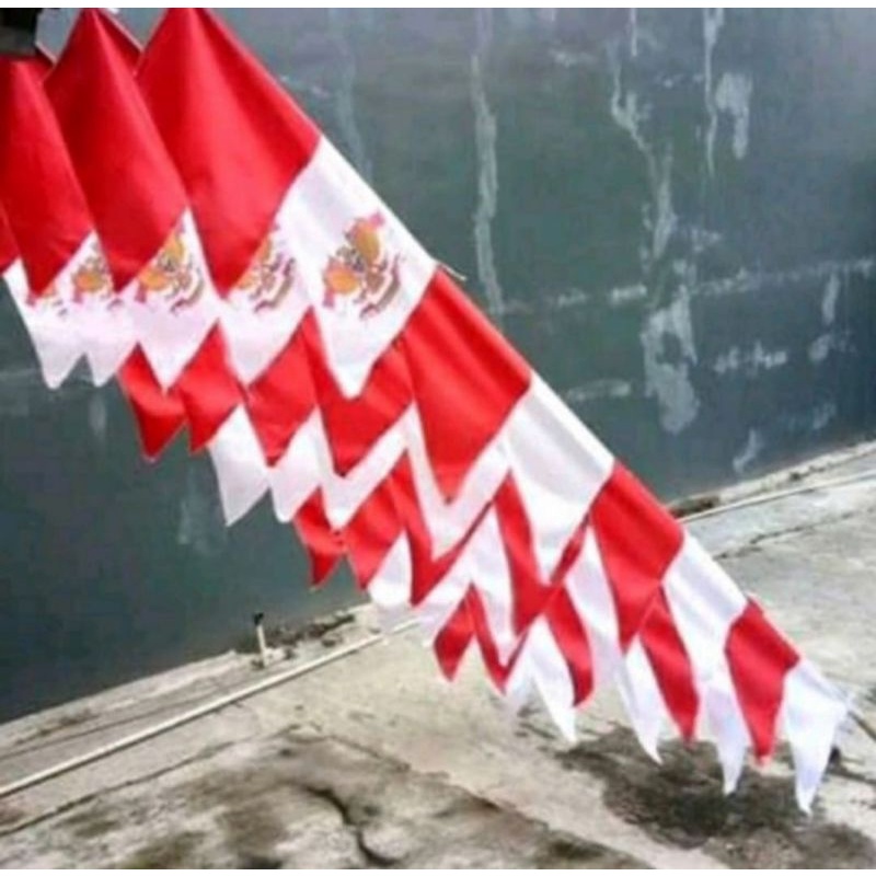 PROMO GILA Umbul umbul 10 mata zig zag MERAH PUTIH( 3,4 METER)