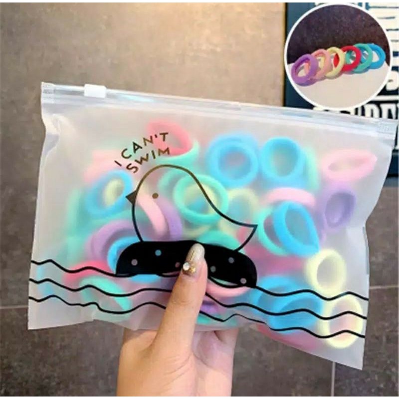50pcs Tali Rambut Korea BONUS POUCH ikat rambut Donat