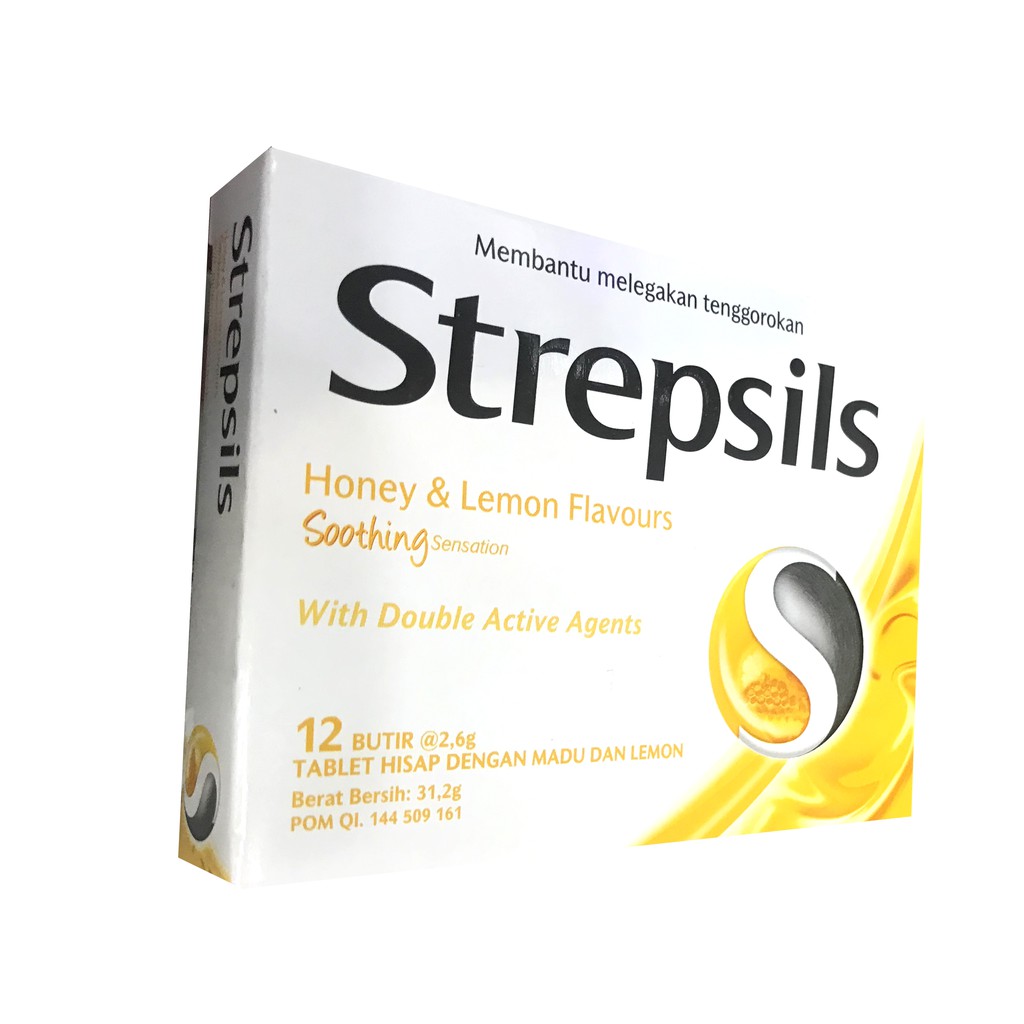 Strepsils Honey &amp; Lemon Flavours 12butir Candy Permen Pelega Tenggorokan Tablet Hisap Lozenges