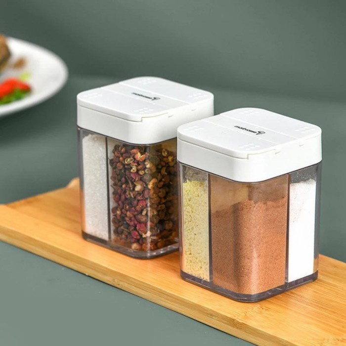 Kotak Bumbu Dapur Mini 4S/Tempat Bumbu 4 Sekat Dengan Tutup Geser / Tempat Bumbu 4S /Spices Jar-SC