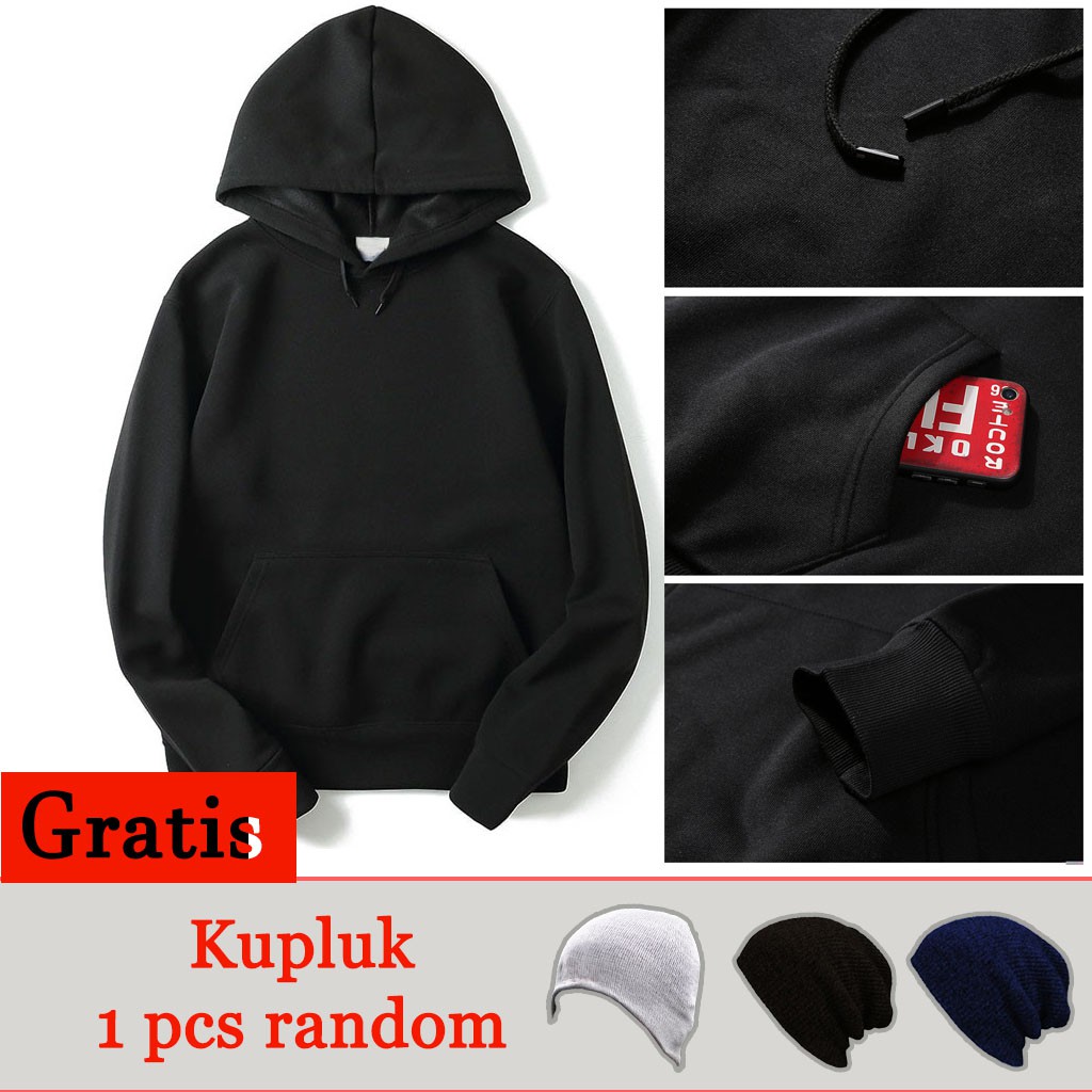 PALING MURAH Jaket Hoodie Jumper pria Size Kecil/Besar Gratis 1 pcs Kupluk Bestseller