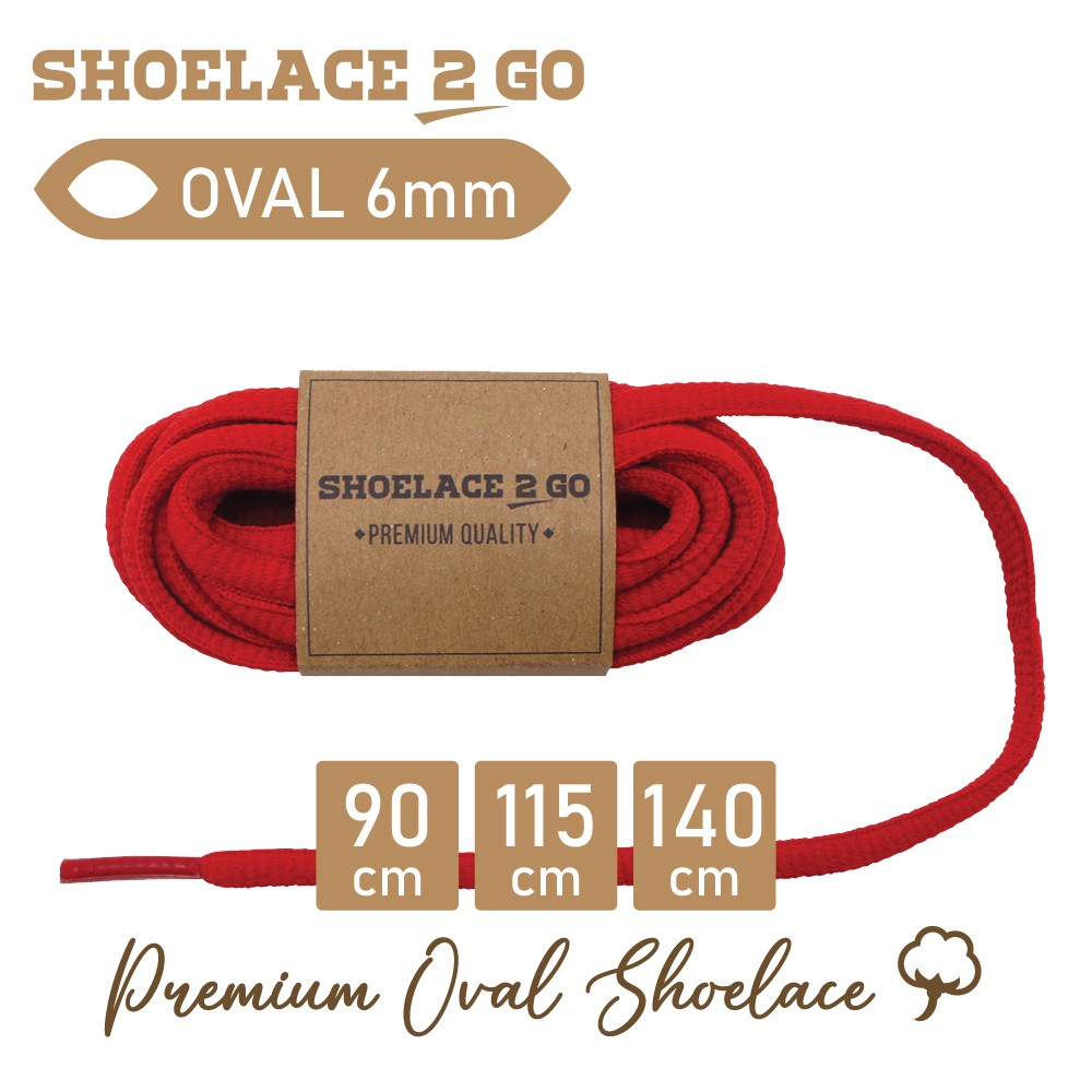 SHOELACE 2 GO PREMIUM TALI SEPATU LONJONG OVAL - SO6 - F1 - RED - 6MM