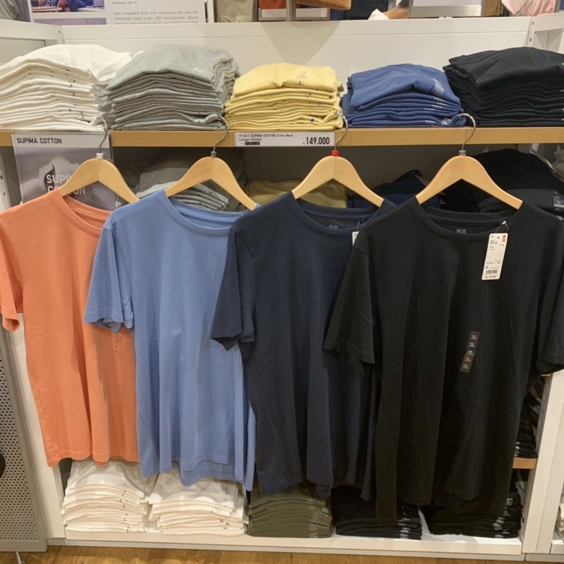 kaos t-shirt supima cotton katun uniqlo cowok sale