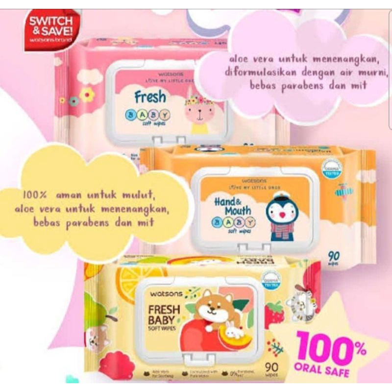 WATSONS FRESH BABY SOFTWIPES SHIBA 90 SHEETS/TISSUE BASAH BABY