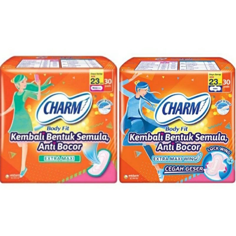 Charm Body Fit Extra Maxi Non Wing / Wing 23cm Isi 30pads