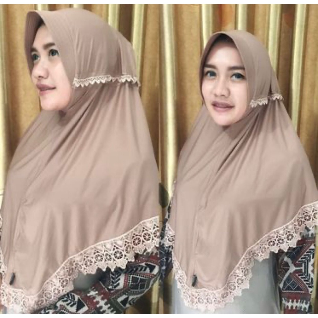 KERUDUNG/JILBAB/BERGO KHIMAR SERUT INSTANT RENDA 2 TALI, BAHAN YANG LEMBUT DAN TIDAK TEMBUS PANDANG BISA COD