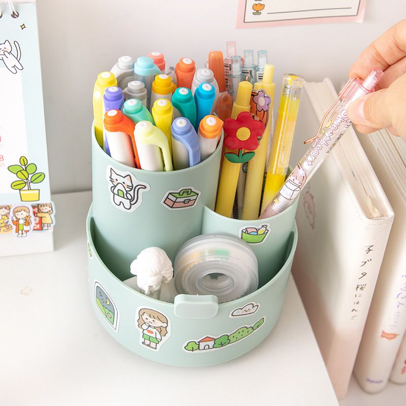【Ready Stock！！】Rotating Pencil Holder Desktop Organizer Student Stationery Office Accessories