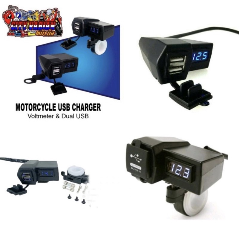 Voltmeter Charger Motor Cas HP Motor 2 USB 3.1A Casan Hp stang Universal Dual USB Motorcycle Digital