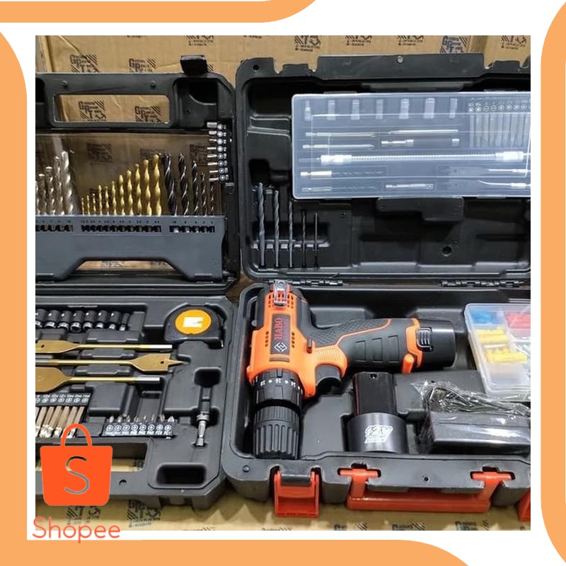 Unik parts New Mesin Bor Tangan Baterai Cordless Drill 12V Habo Paket Mat Berkualitas