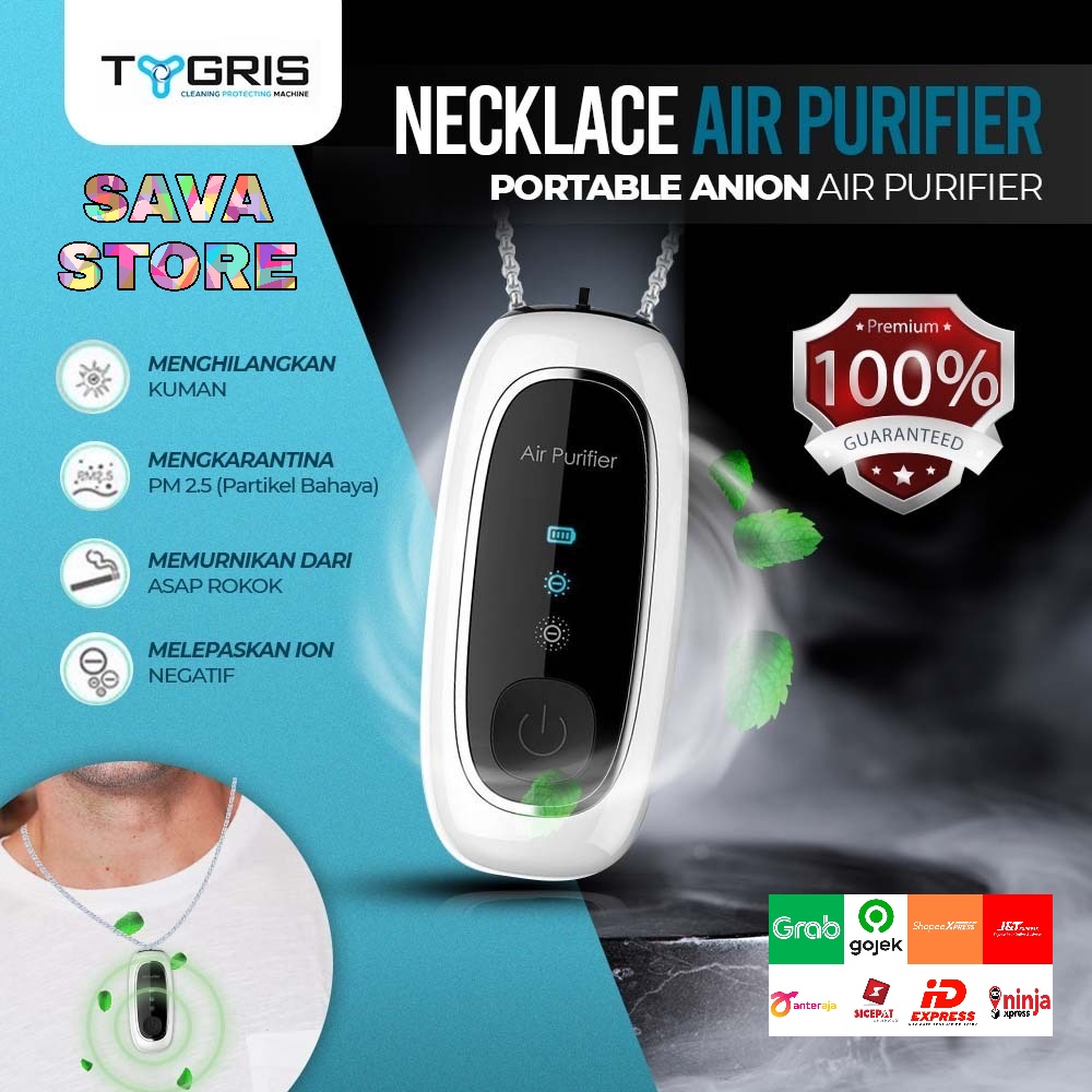 AIR PURIFIER PORTABLE NECKLACE TYGRIS PERSONAL IONIZER AIR FRESHENER - WARNA PUTIH