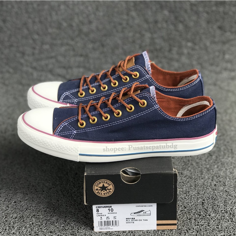 (BAYAR DITEMPAT) Converse Premium Tali Tan Low Navy