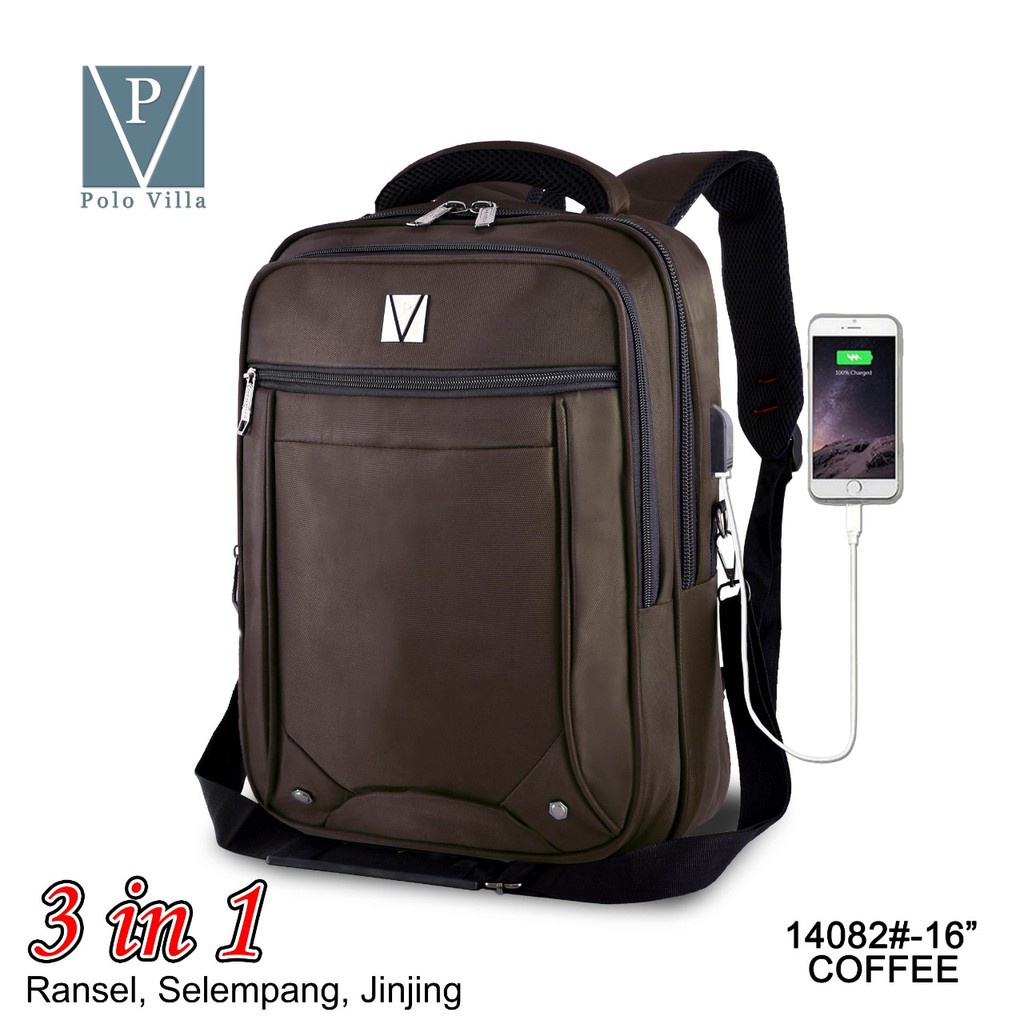 (RF) Tas 3IN1 Polo Villa 14082 Tas Laptop Tas Selempang Sekolah Kerja