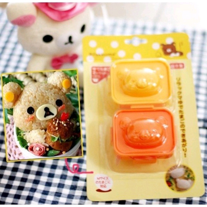 Set Cetakan Nasi Kue Isi 2 Motif Beruang Lucu Cetakan Telur Cetakan Bento Rice Egg Mold 2 in 1 Cetakan Karakter