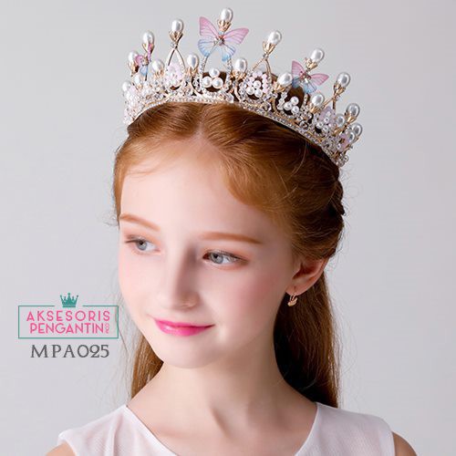 [BISA COD] Mahkota Crystal Pesta Anak Premium l Crown Rambut Emas - MPA025