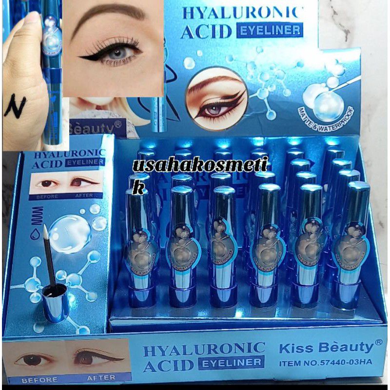 PROMO BESAR EYELINER  WATERPROOF BLACK KISS BEAUTY COVER BIRU HYALURANIC ACID NO.57440